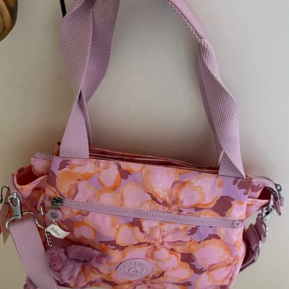 Kipling Floral Crossbody Bag in Pink and Purple - Picture 3 of 5